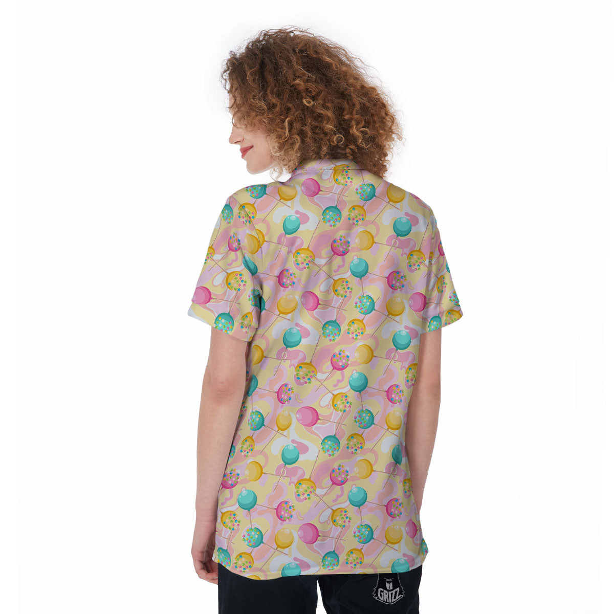 Candy And Colorful Lollipop Print Women's Golf Shirts-grizzshop