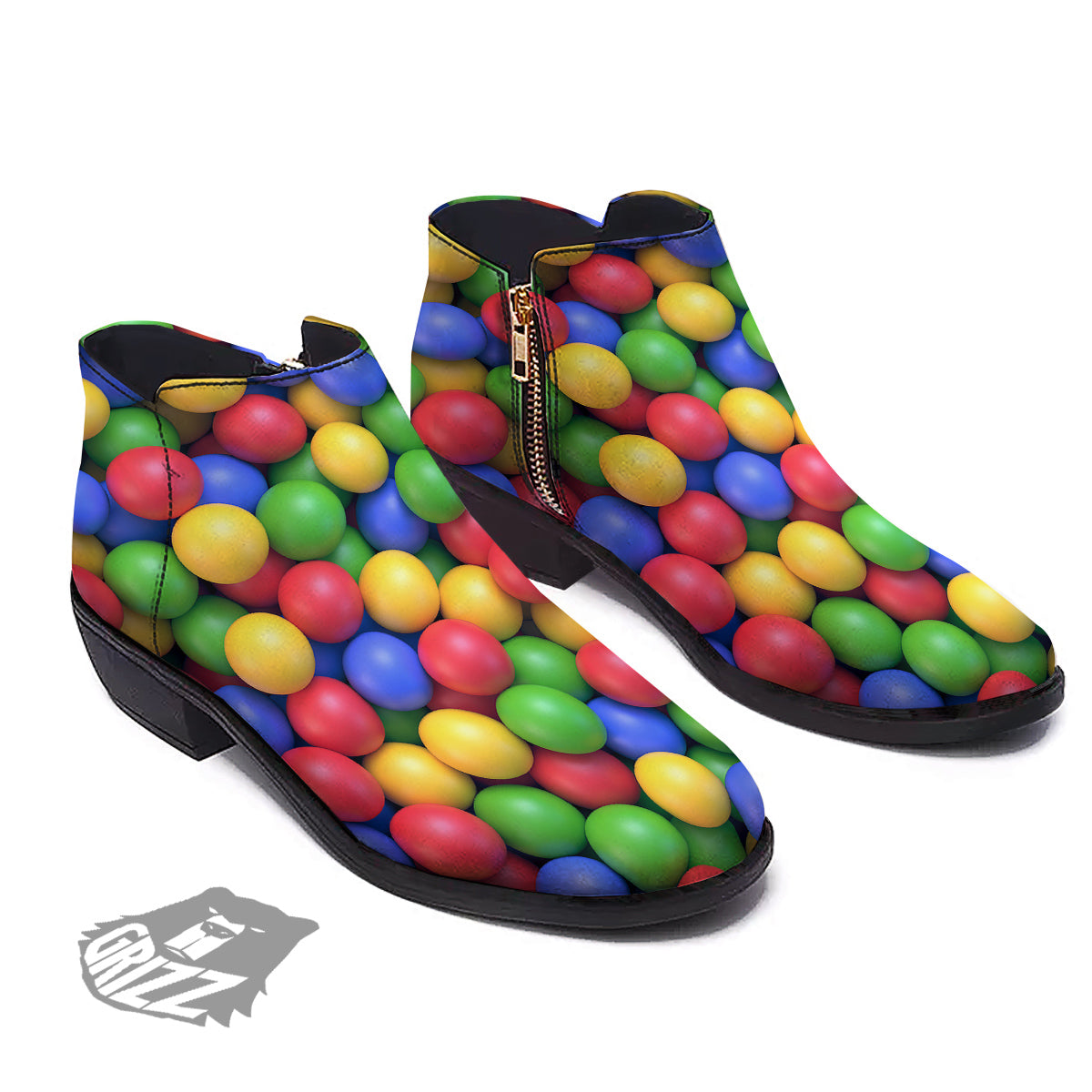 Candy Ball Colorful Print Ankle Boots-grizzshop