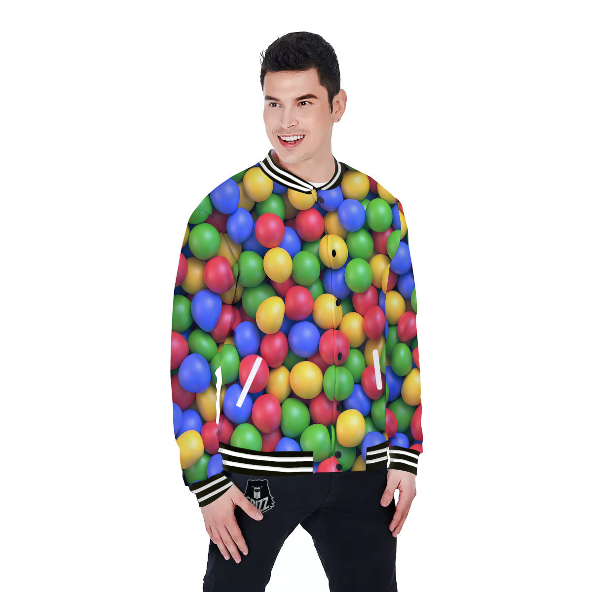 Candy Ball Colorful Print Baseball Jacket-grizzshop