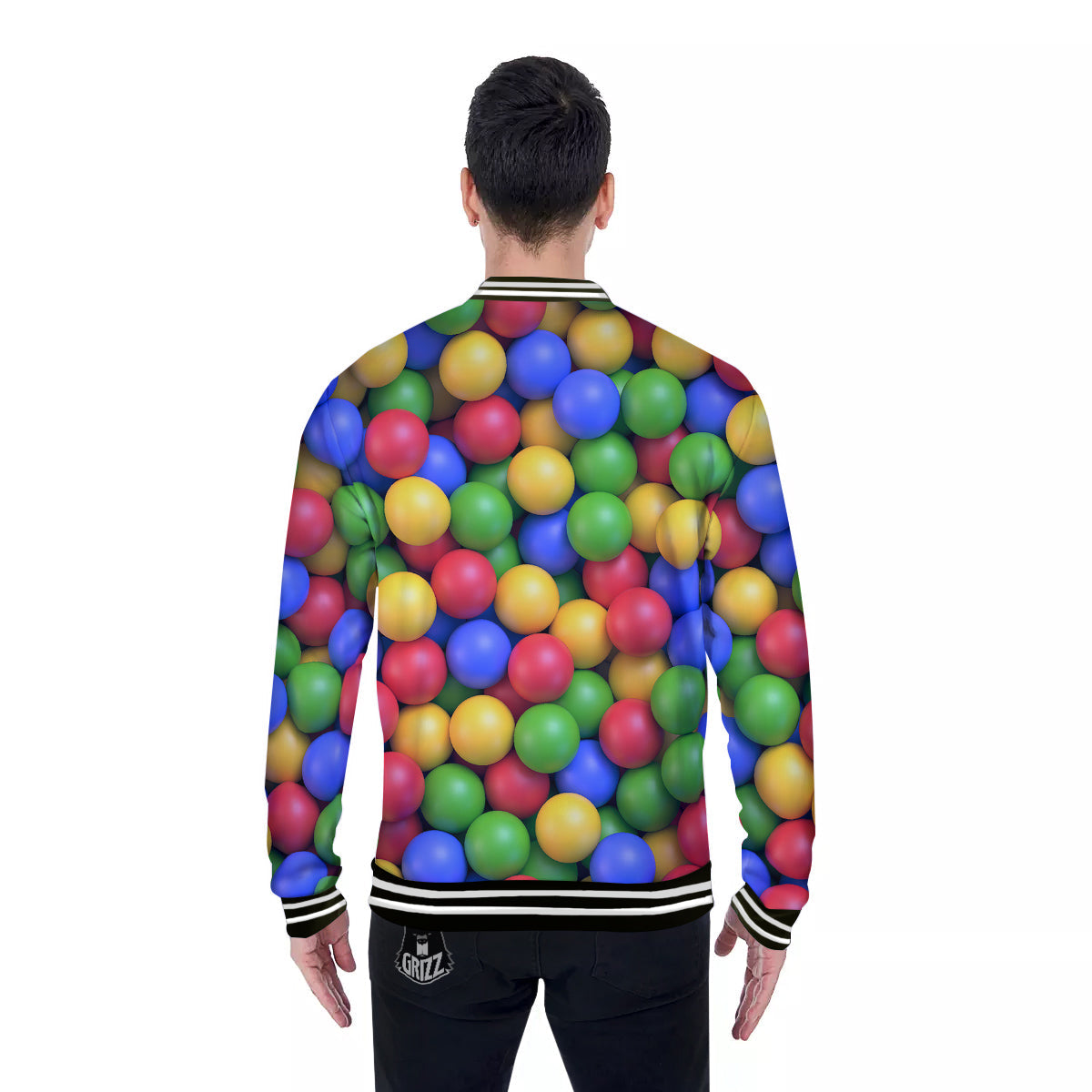 Candy Ball Colorful Print Baseball Jacket-grizzshop