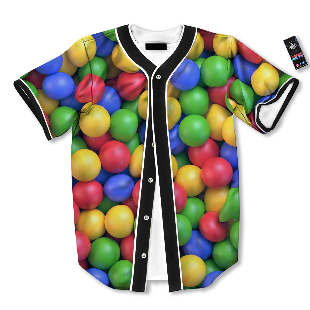 Candy Ball Colorful Print Baseball Jersey-grizzshop