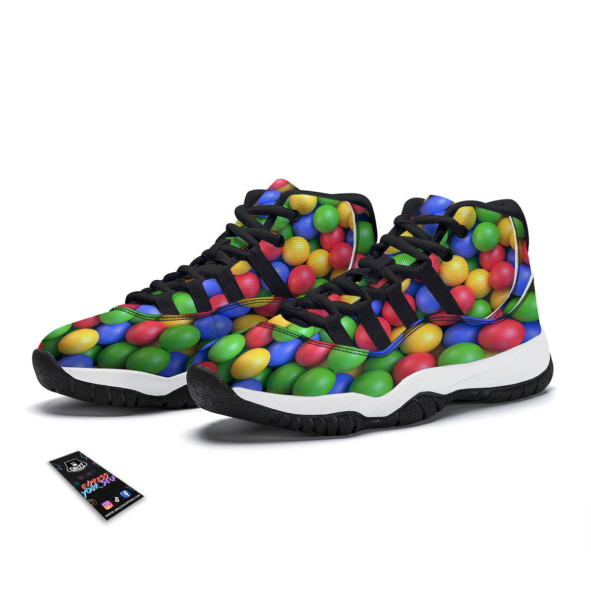 Candy Ball Colorful Print Black Bball Shoes-grizzshop