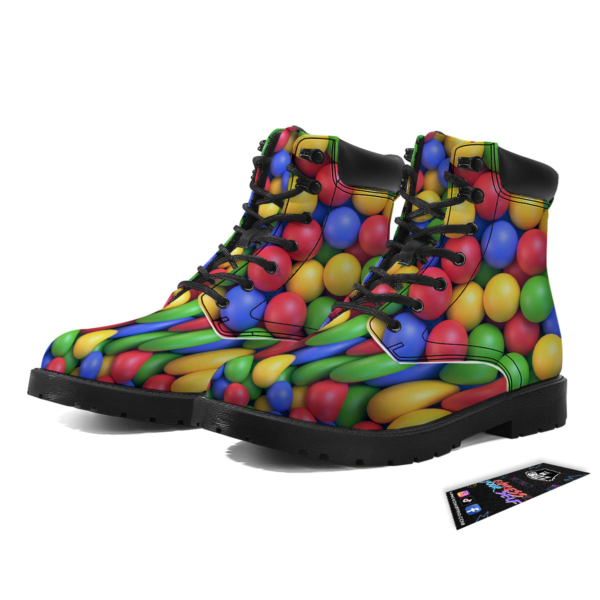 Candy Ball Colorful Print Boots-grizzshop