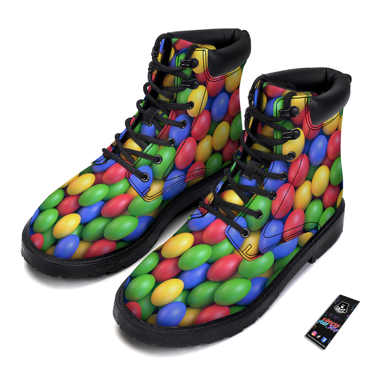 Candy Ball Colorful Print Boots-grizzshop