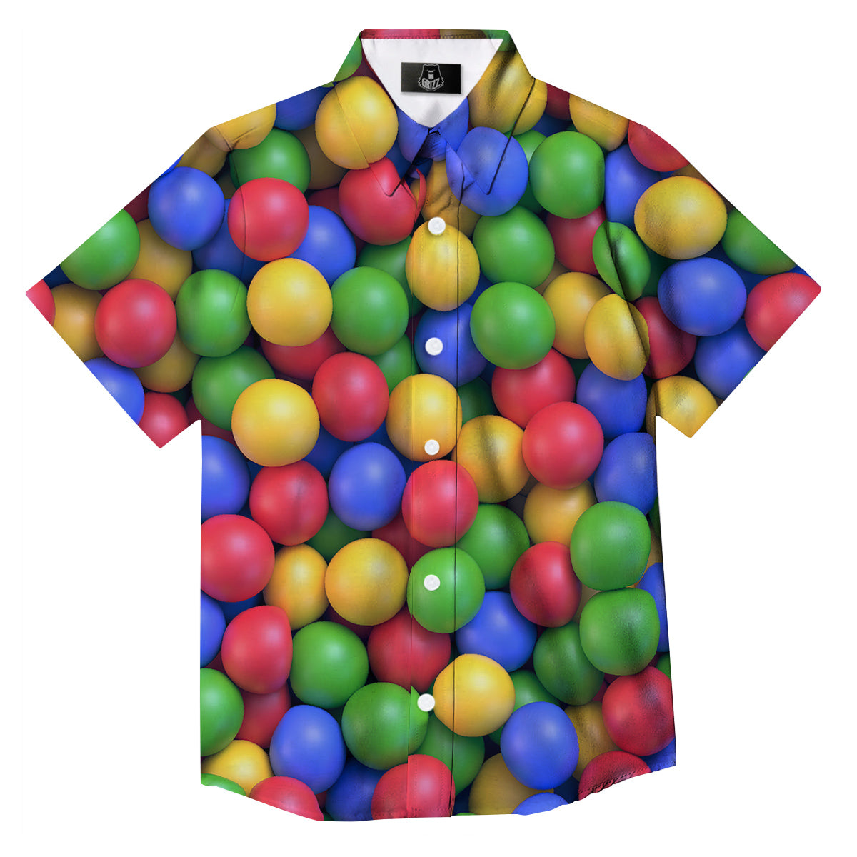 Candy Ball Colorful Print Button Up Shirt-grizzshop