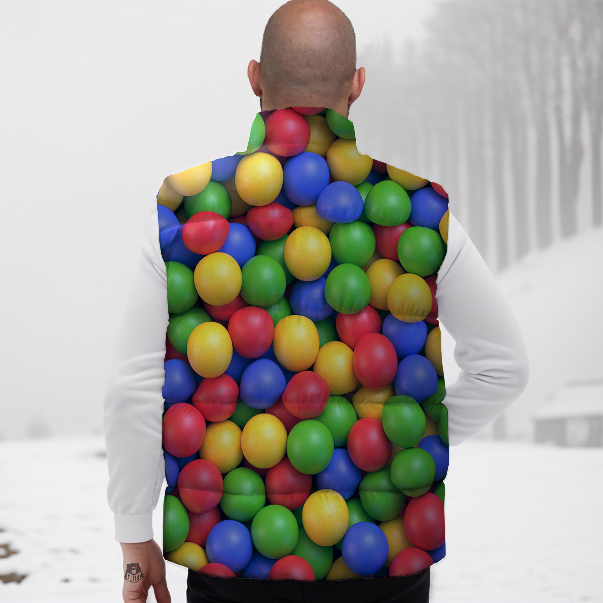 Candy Ball Colorful Print Down Vest