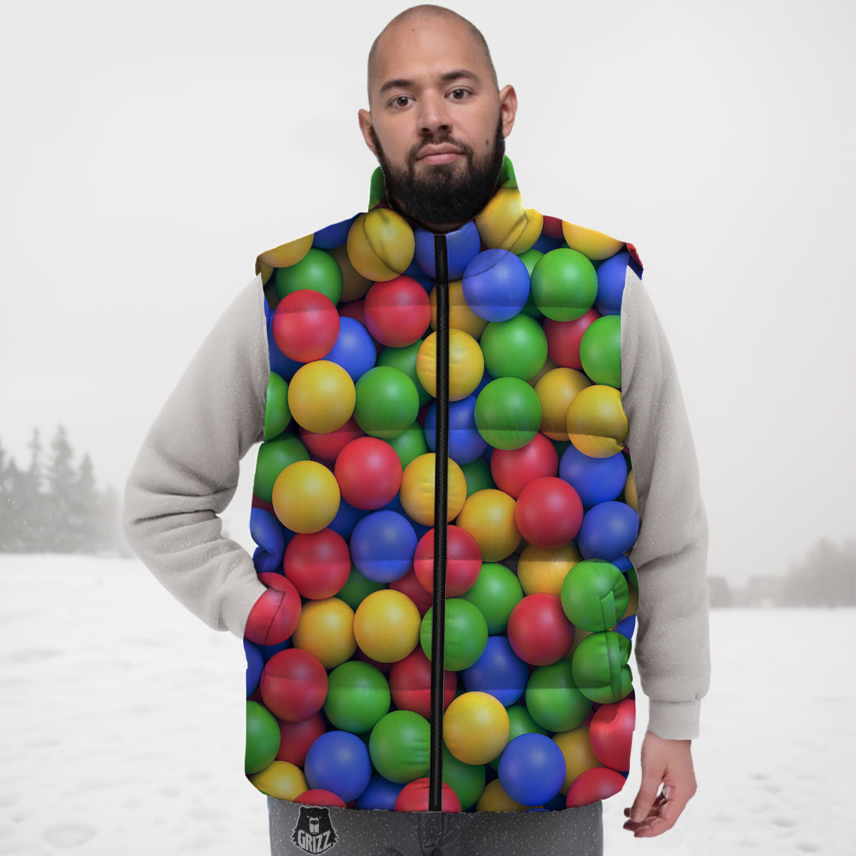 Candy Ball Colorful Print Down Vest