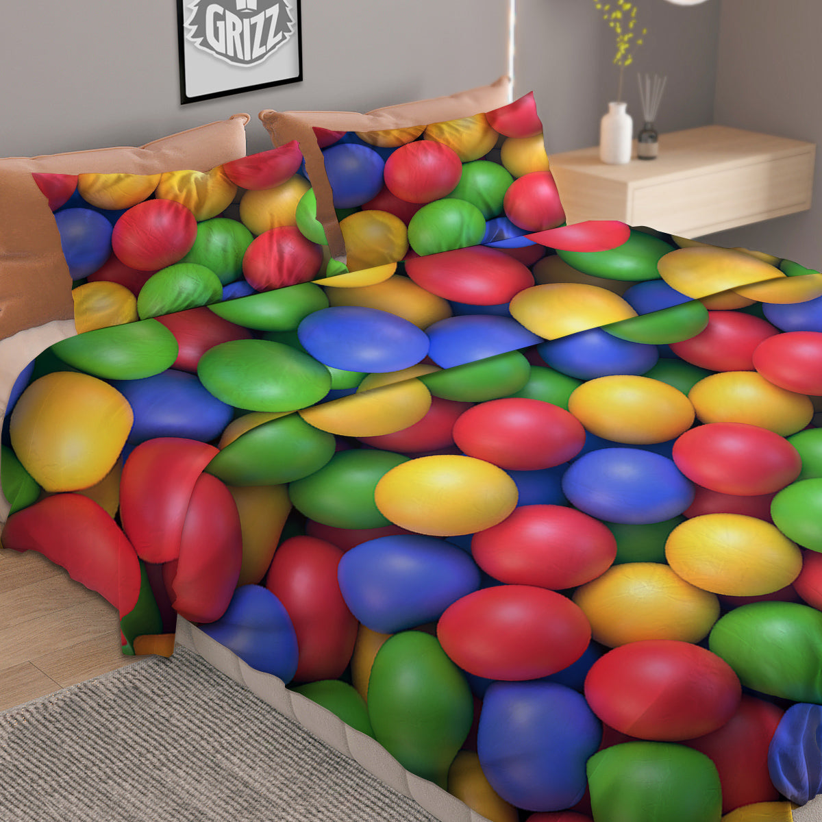 Chinese Zodiac Gold And Green Print Duvet Cover Bedding Set