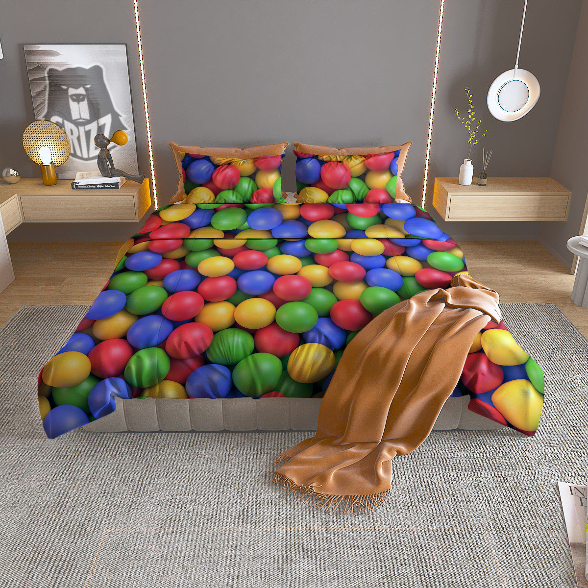 Chinese Zodiac Gold And Green Print Duvet Cover Bedding Set