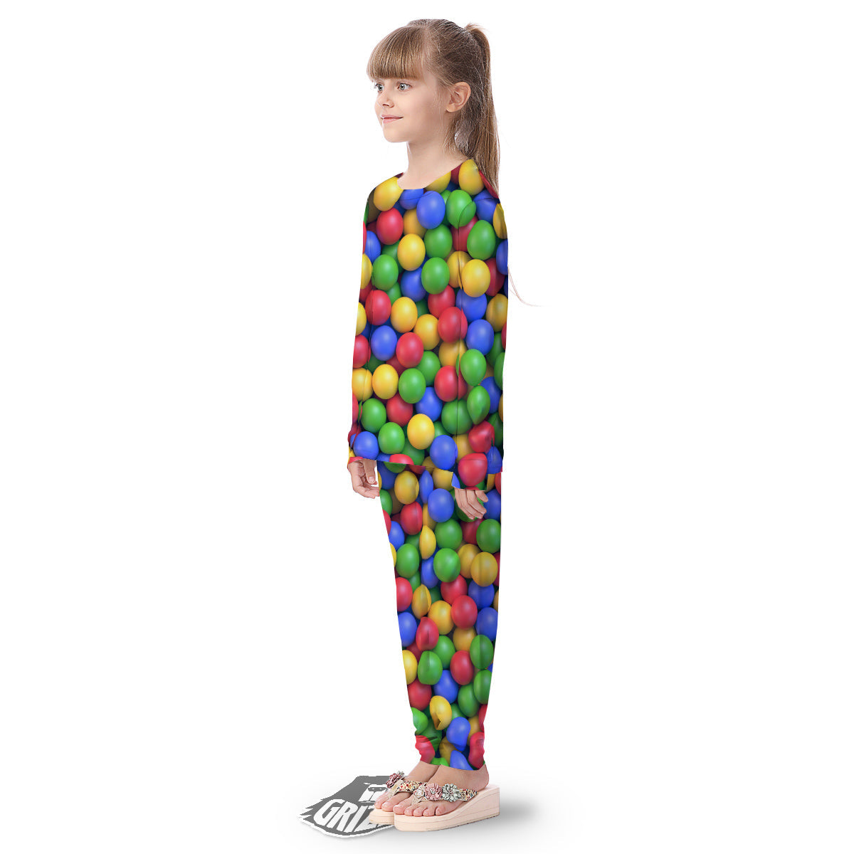 Candy Ball Colorful Print Kid's Pajamas-grizzshop