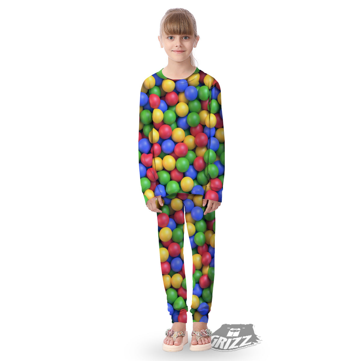 Candy Ball Colorful Print Kid's Pajamas-grizzshop