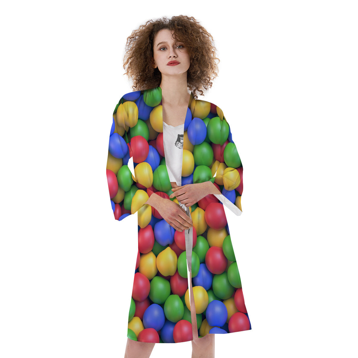 Candy Ball Colorful Print Kimono-grizzshop
