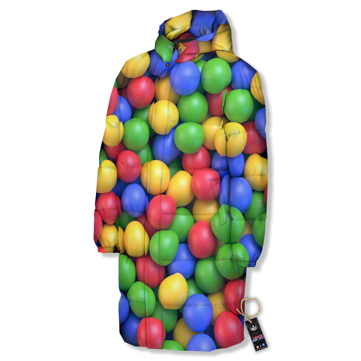 Candy Ball Colorful Print Long Down Jacket-grizzshop