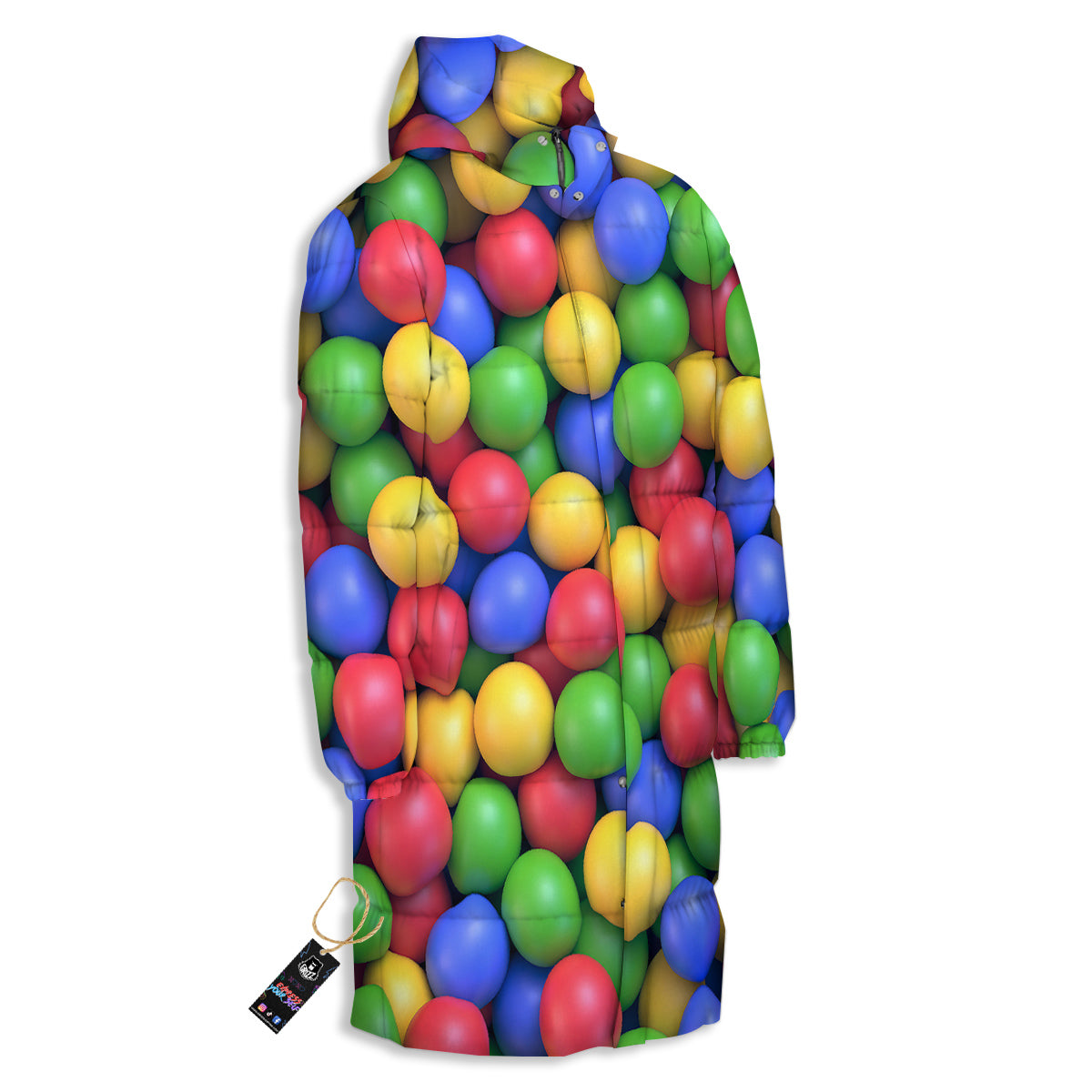 Candy Ball Colorful Print Long Down Jacket-grizzshop