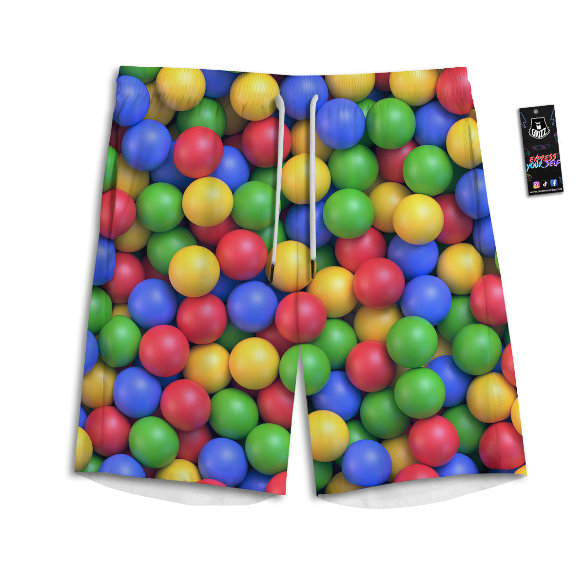 Candy Ball Colorful Print Men's Athletic Shorts