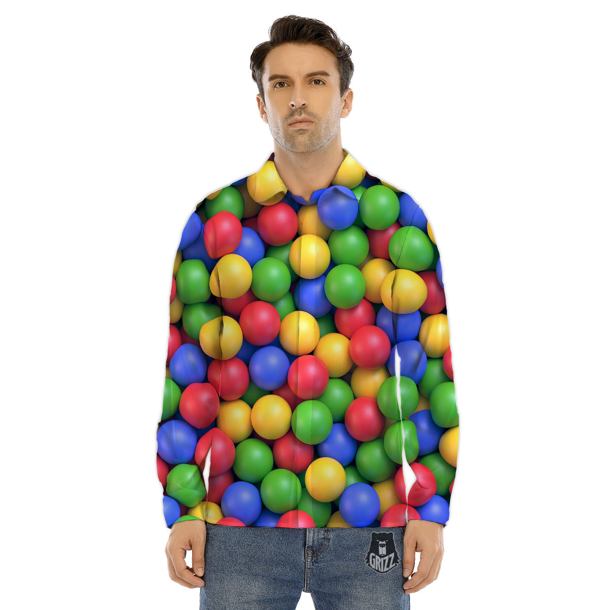 Candy Ball Colorful Print Men's Dress Shirts-grizzshop