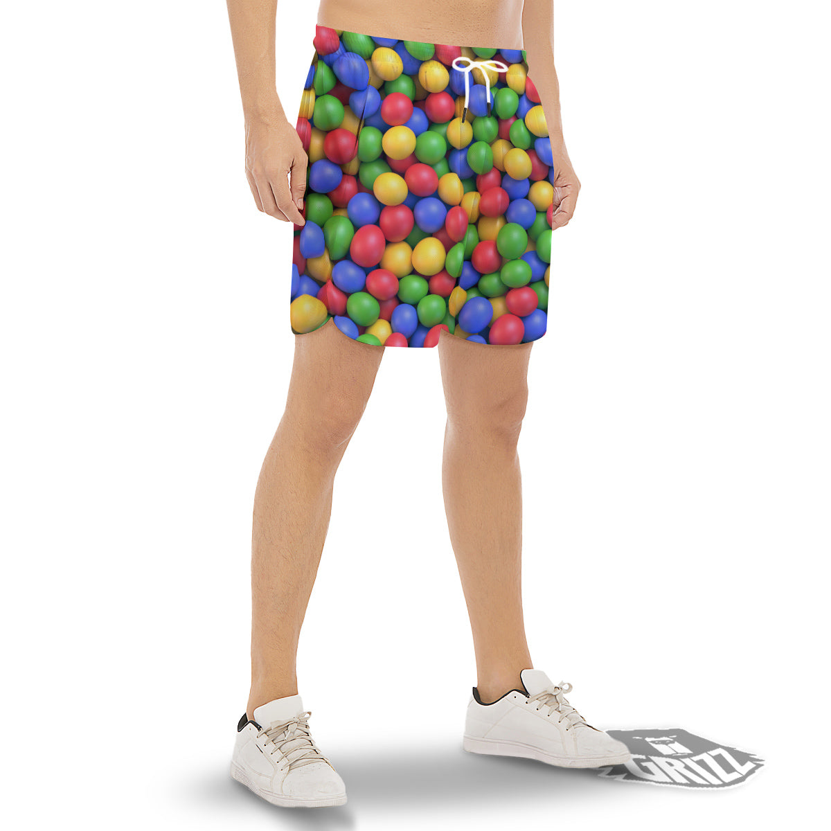 Candy Ball Colorful Print Men's Gym Shorts-grizzshop