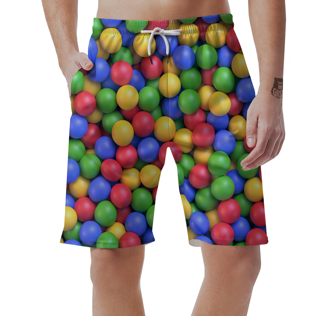 Candy Ball Colorful Print Men's Shorts-grizzshop