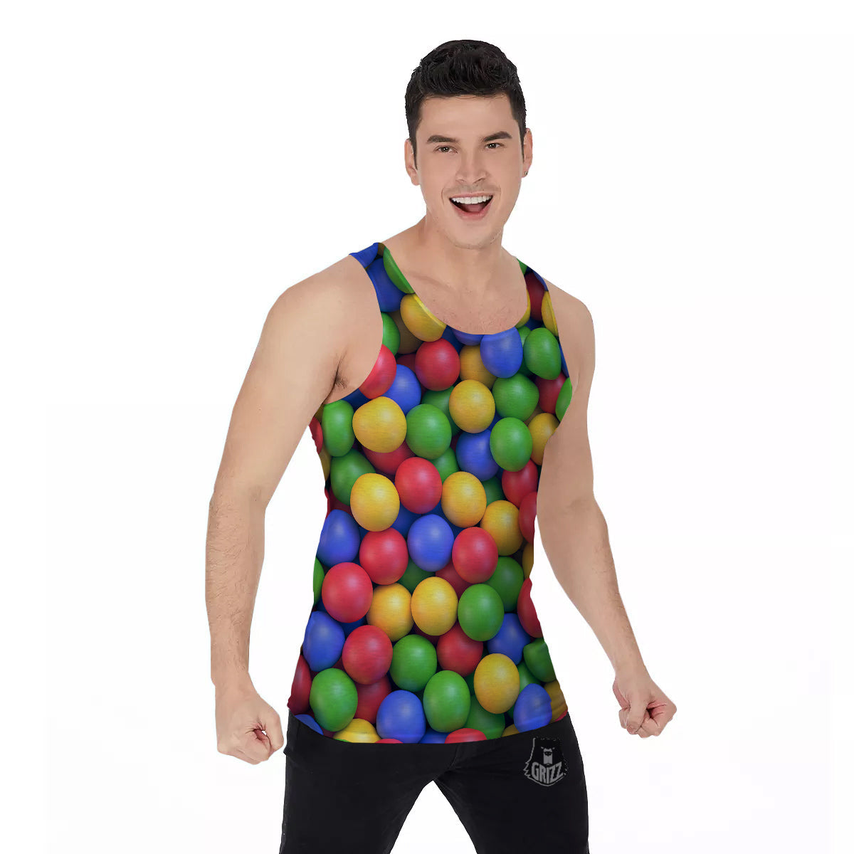 Candy Ball Colorful Print Men's Tank Top-grizzshop
