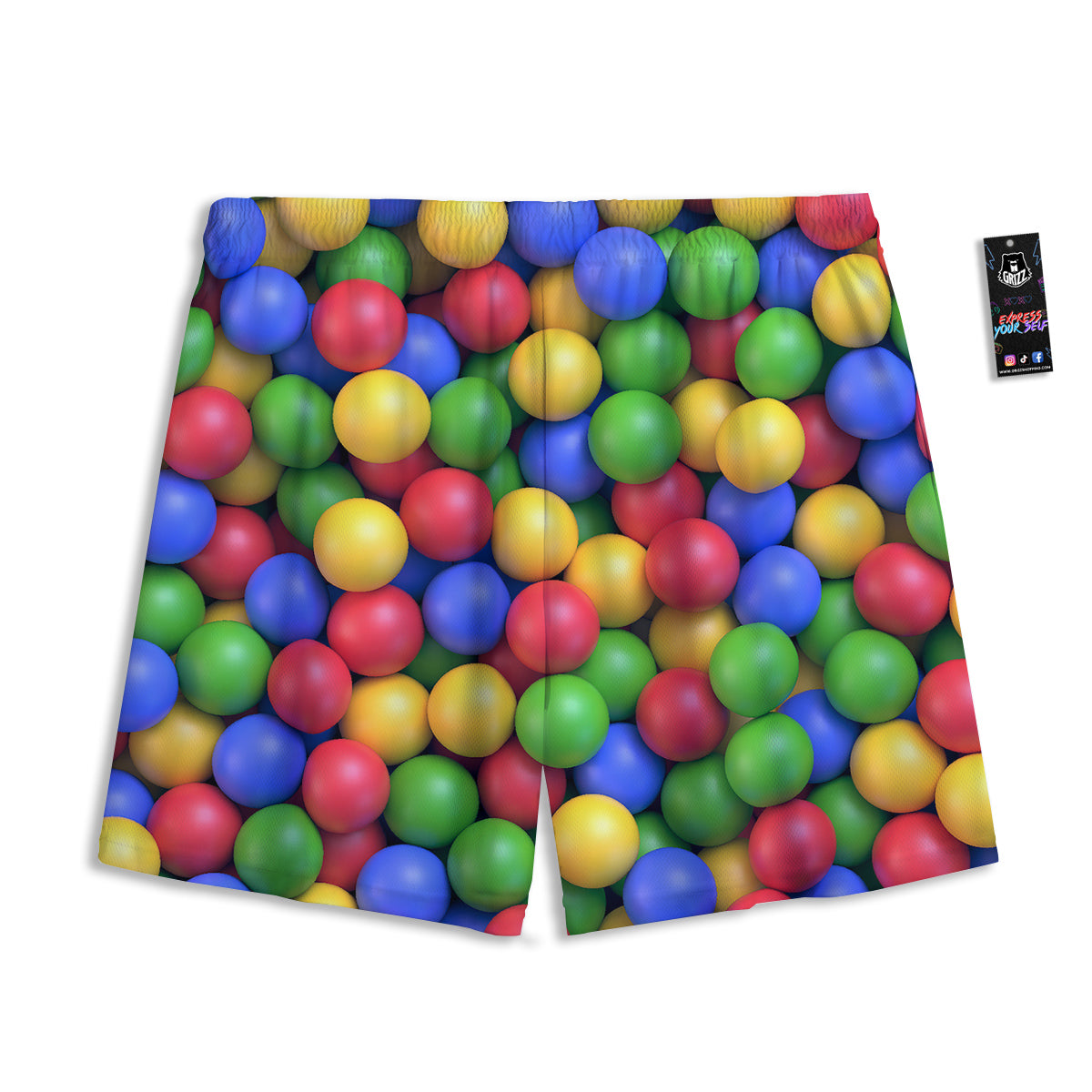 Chinese Zodiac Gold And Green Print Mesh Shorts
