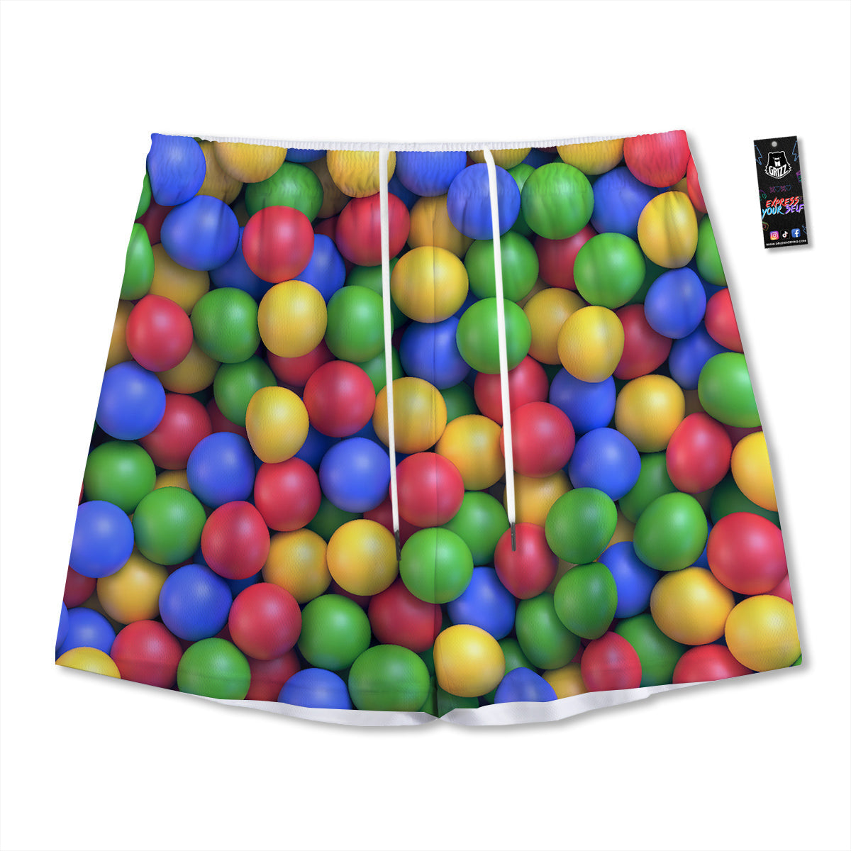 Chinese Zodiac Gold And Green Print Mesh Shorts