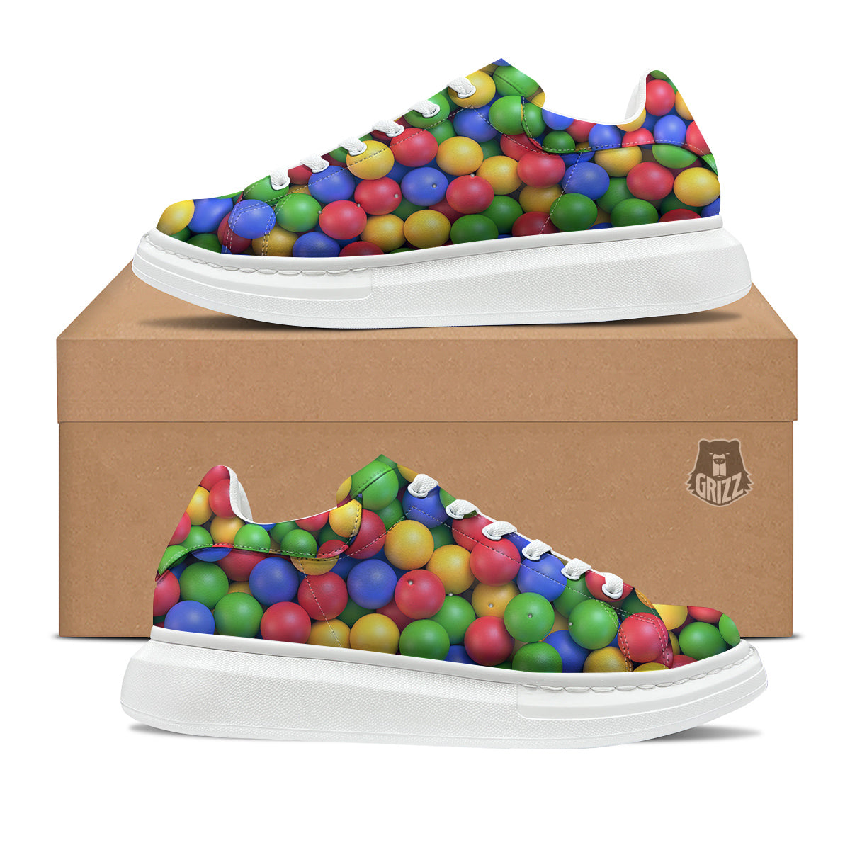 Candy Ball Colorful Print Platform Shoes-grizzshop