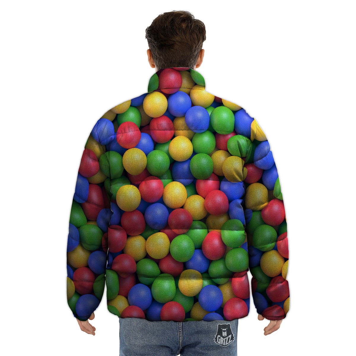 Candy Ball Colorful Print Puffer Jacket-grizzshop