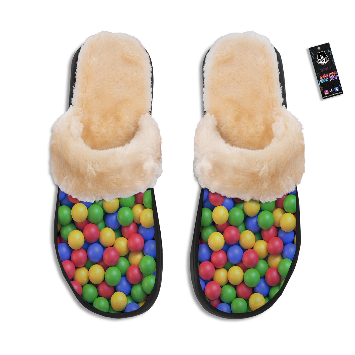 Candy Ball Colorful Print Slippers-grizzshop