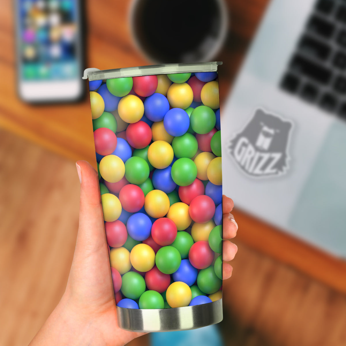 Candy Ball Colorful Print Tumbler-grizzshop
