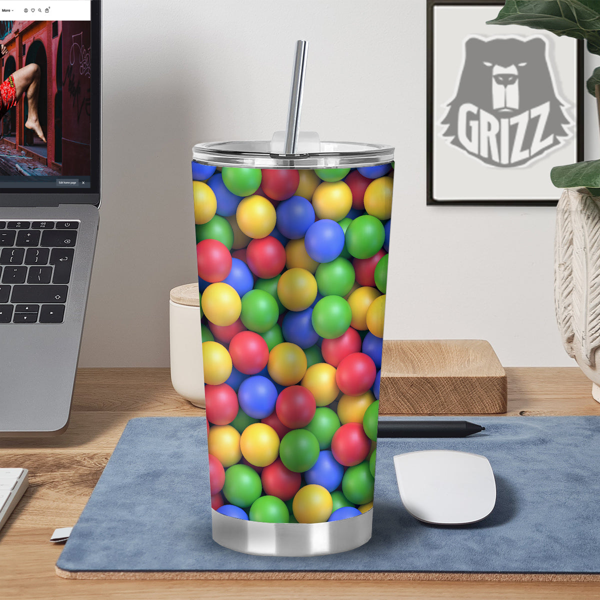 Candy Ball Colorful Print Tumbler-grizzshop