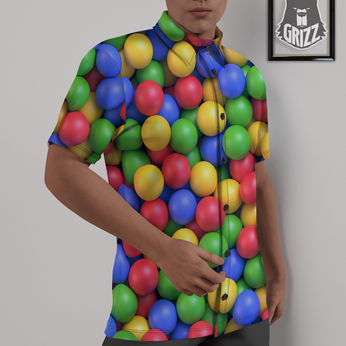 Candy Ball Colorful Print Untucked Shirts-grizzshop