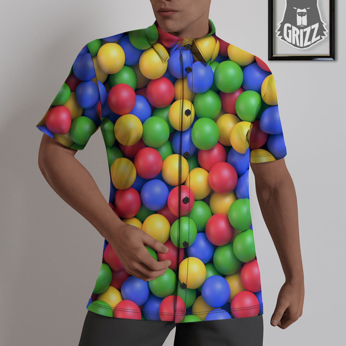 Candy Ball Colorful Print Untucked Shirts-grizzshop