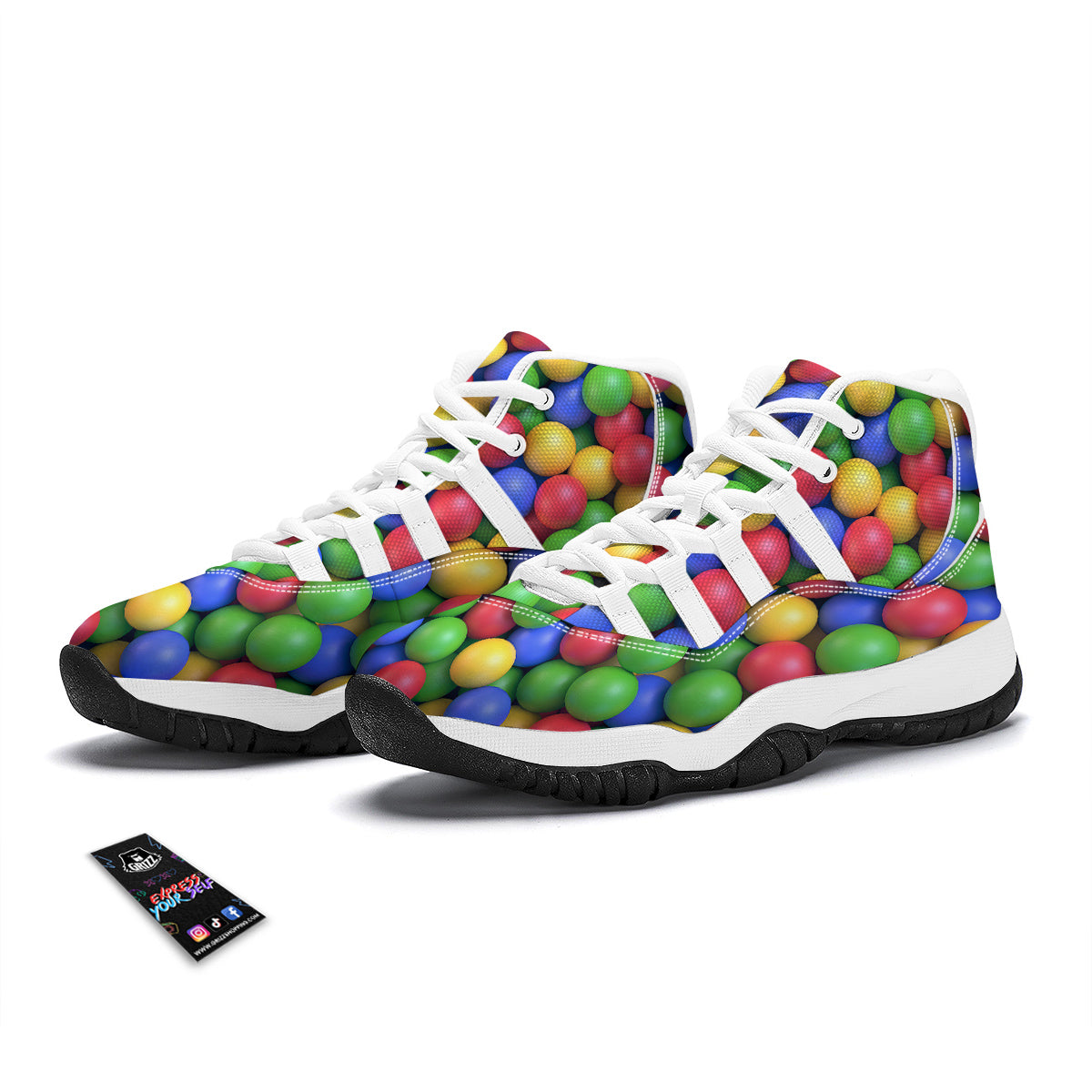 Candy Ball Colorful Print White Bball Shoes-grizzshop