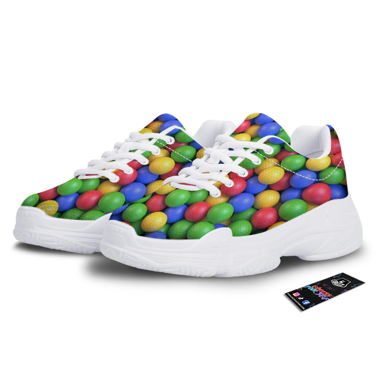 Candy Ball Colorful Print White Chunky Shoes-grizzshop