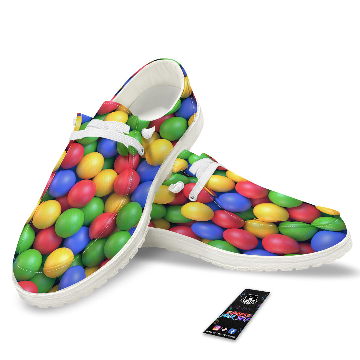 Candy Ball Colorful Print White Loafers-grizzshop