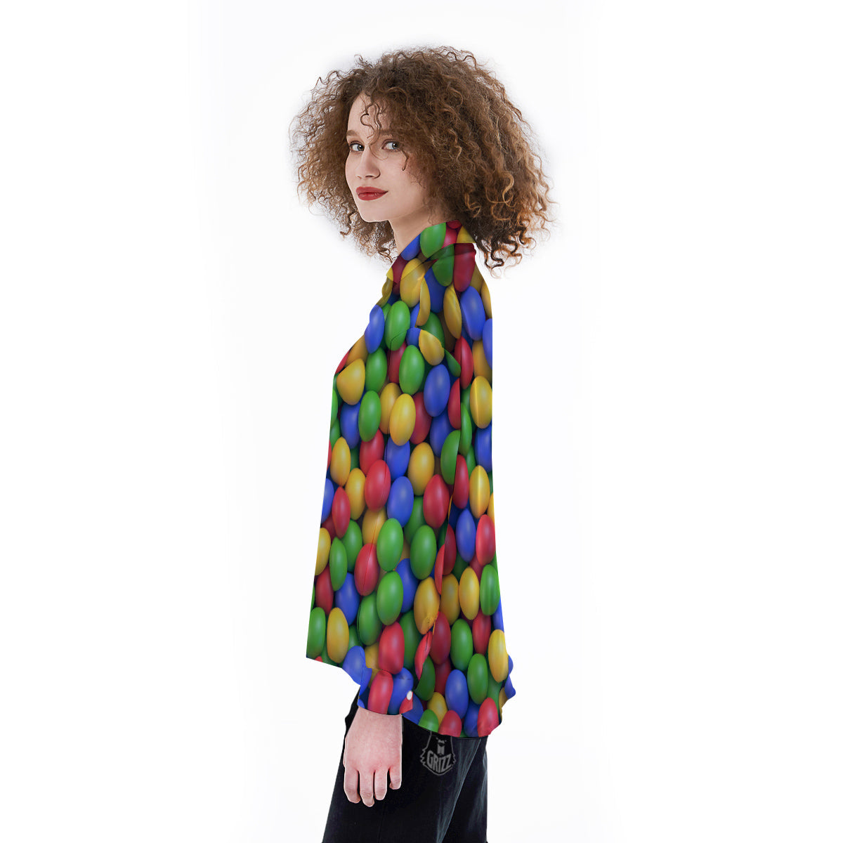 Candy Ball Colorful Print Women's Long Sleeve Shirts-grizzshop