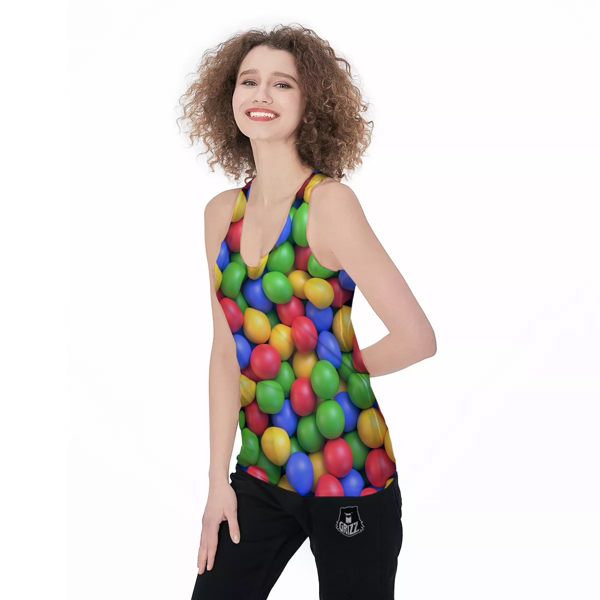 Candy Ball Colorful Print Women's Racerback Tank Top-grizzshop