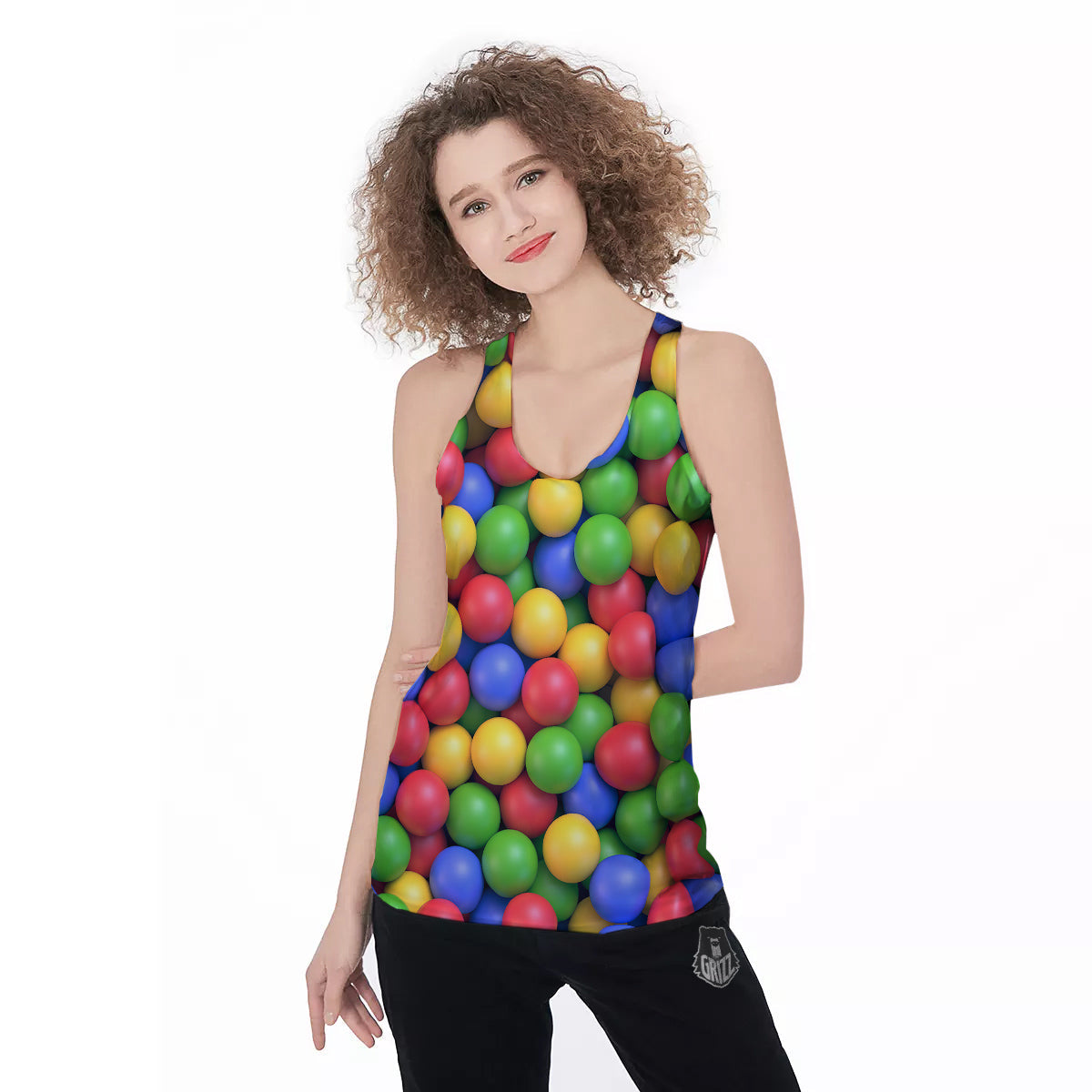 Candy Ball Colorful Print Women's Racerback Tank Top-grizzshop