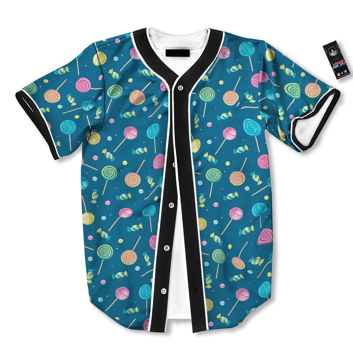 Candy Ball Sweet Print Pattern Baseball Jersey-grizzshop