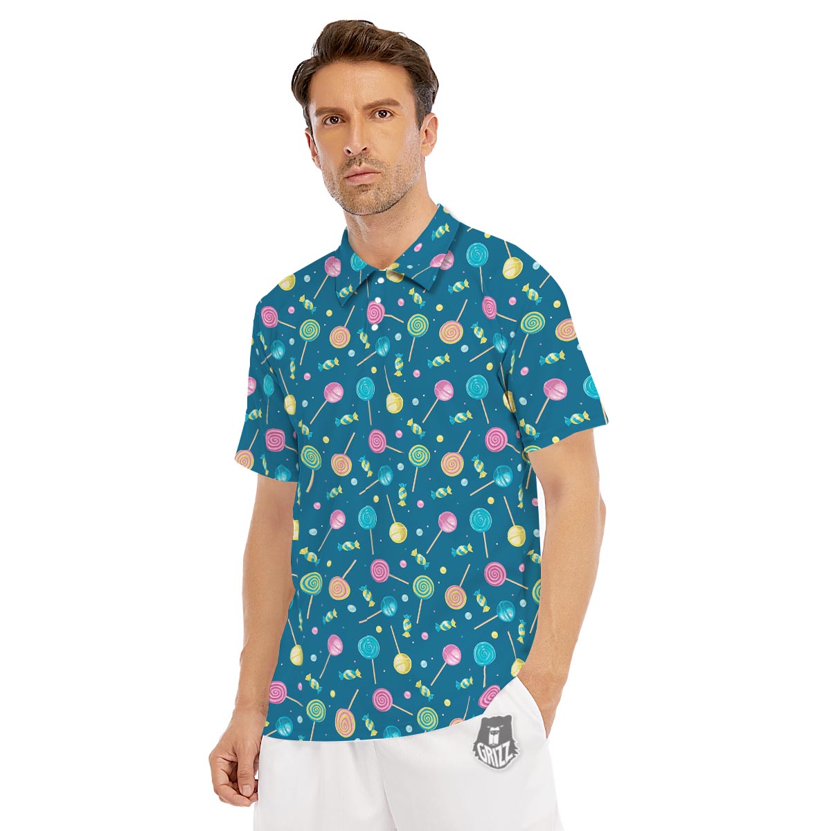 Candy Ball Sweet Print Pattern Men's Golf Shirts-grizzshop