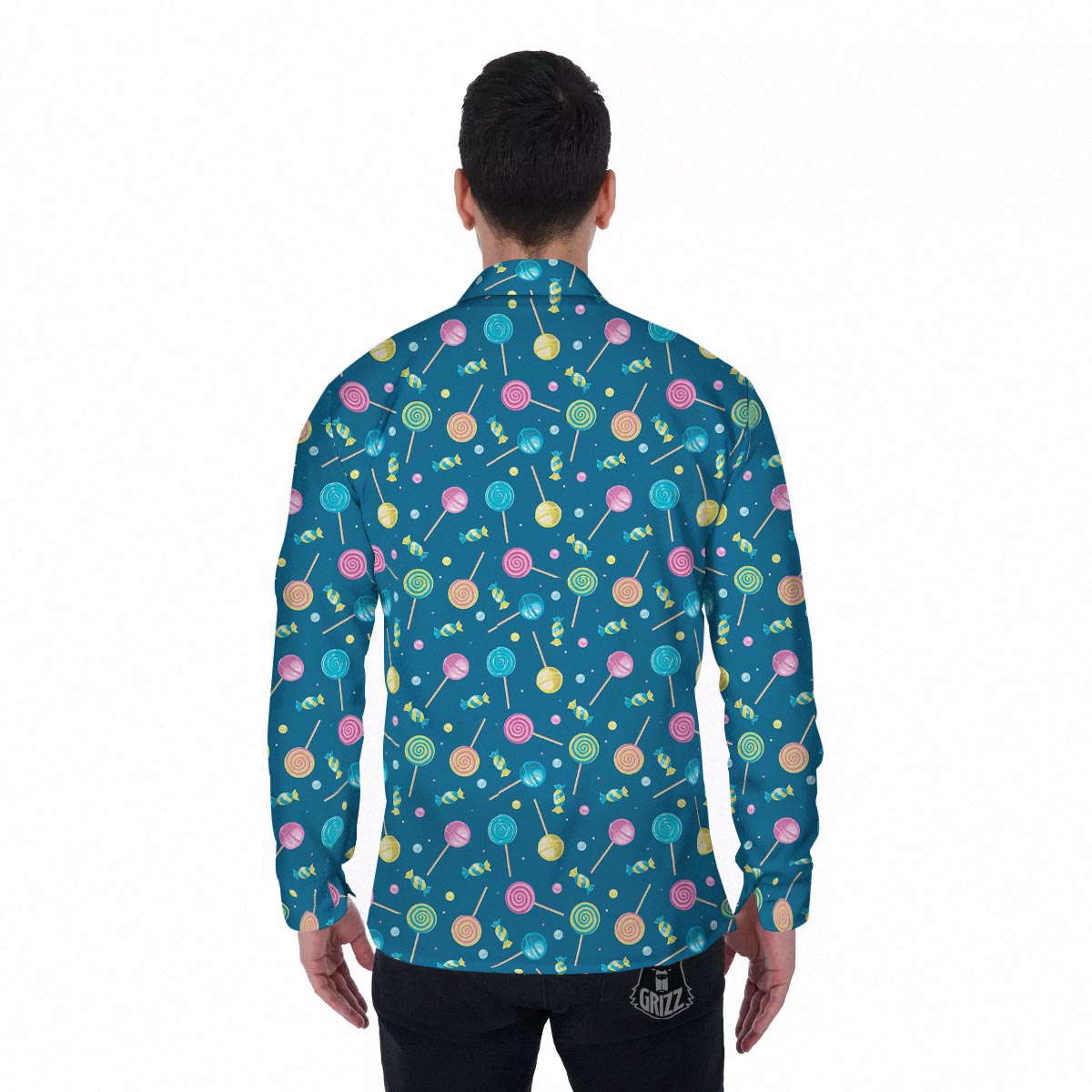 Candy Ball Sweet Print Pattern Men's Long Sleeve Shirts-grizzshop