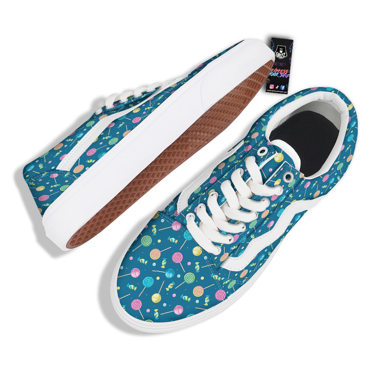 Candy Ball Sweet Print Pattern Skate Shoes-grizzshop