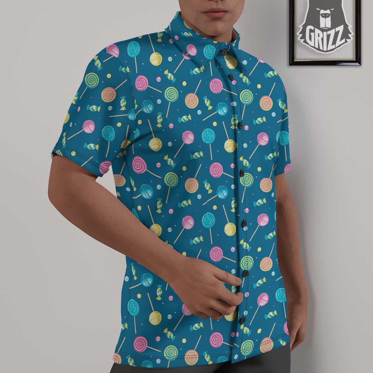 Candy Ball Sweet Print Pattern Untucked Shirts-grizzshop