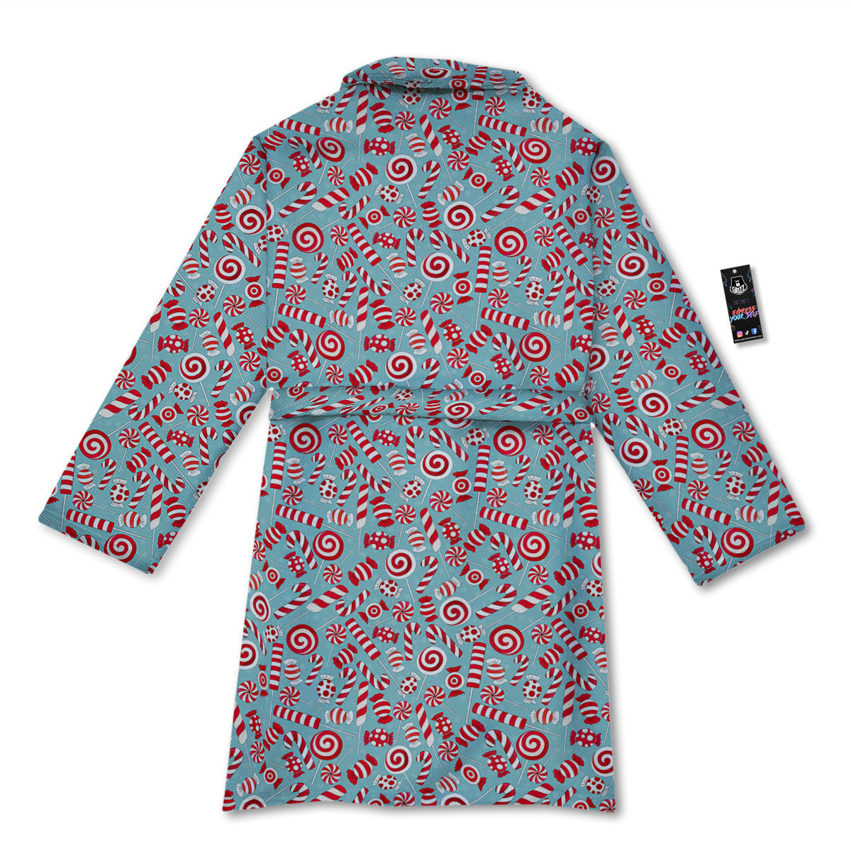 Candy Cane Christmas Print Pattern Bathrobe-grizzshop