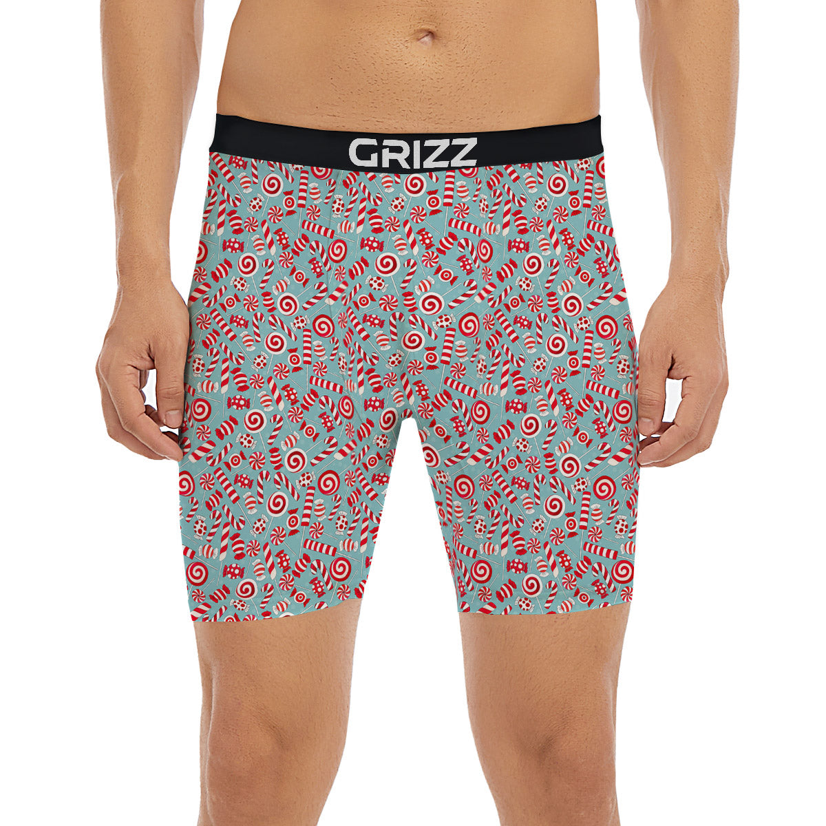 Candy Cane Christmas Print Pattern Boxer Briefs-grizzshop