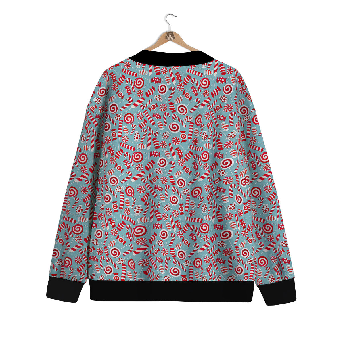 Candy Cane Christmas Print Pattern Cardigan-grizzshop