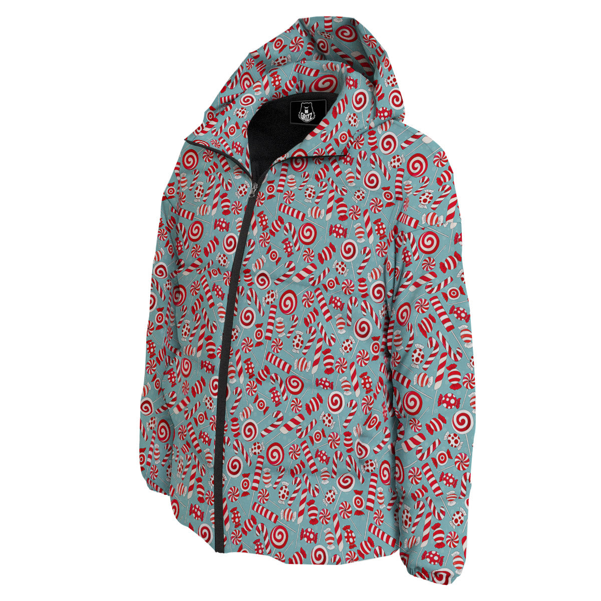 Candy Cane Christmas Print Pattern Down Jacket-grizzshop