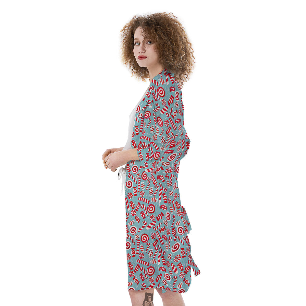 Candy Cane Christmas Print Pattern Kimono-grizzshop