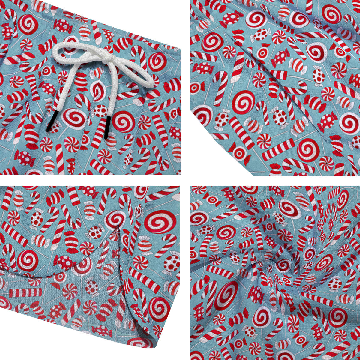 Candy Cane Christmas Print Pattern Men's Running Shorts-grizzshop