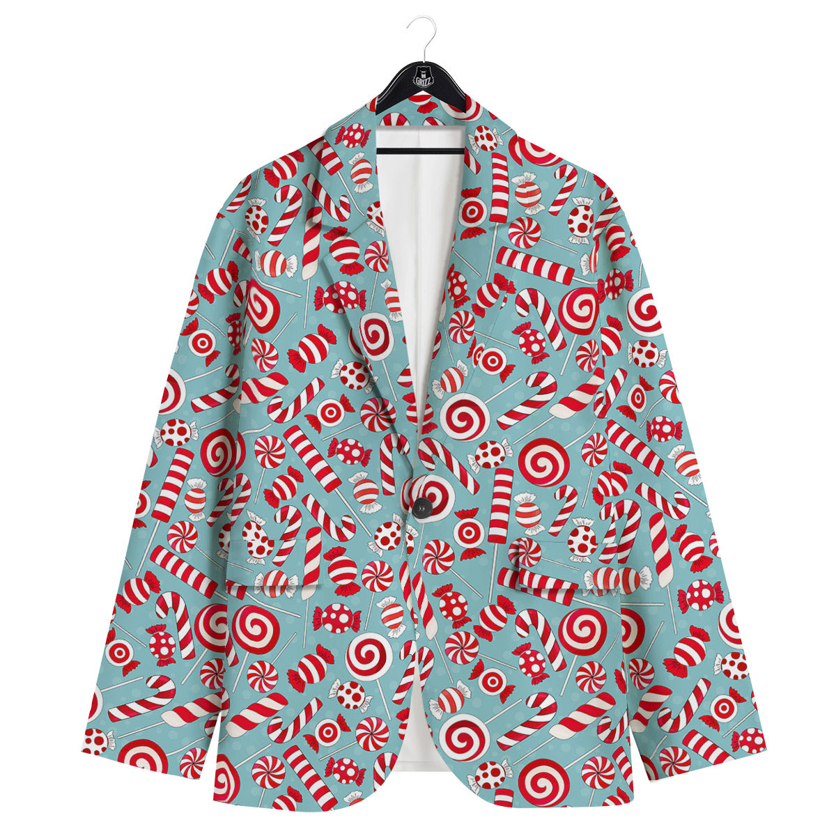 Candy Cane Christmas Print Pattern Men's Sport Coat-grizzshop